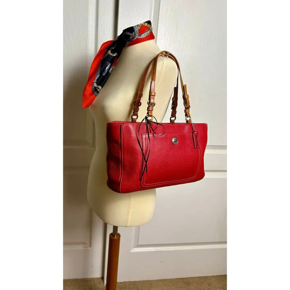Coach Y2K Chelsea Red Pebbled Leather Shoulder Tote